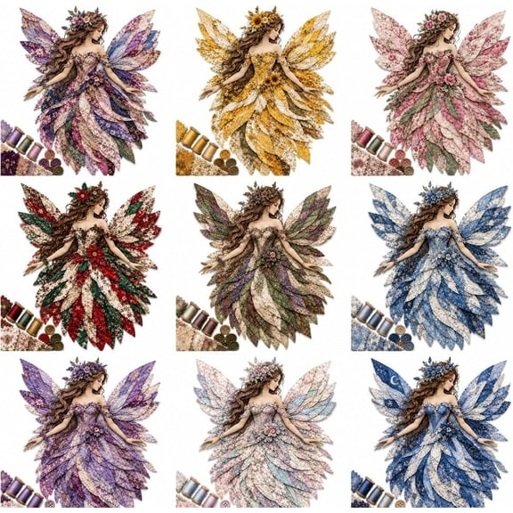 Fairy Patchwork DIY Kit, DIY Flower Fairies Patchwork | Pre-Cut Felt Sewing Kit for Adults Beginners, Projects with Full Materials, Handmade Craft Home Decor Holiday Gift