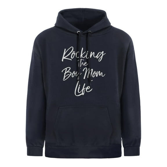 Rocking the Boy Mom Life Hoodie Funny Cute Boy Mom Pullover Pullover Hoodie Navy Blue