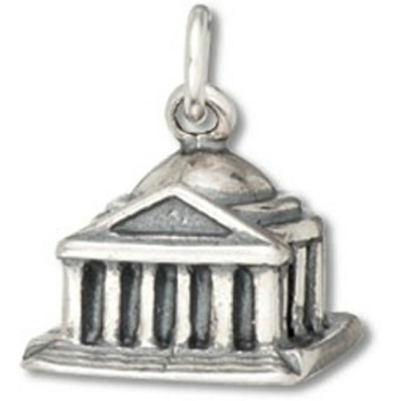 Sterling Silver 24" Unisex 1.5mm Box Chain 3D Jefferson Memorial Monument Pendant Necklace