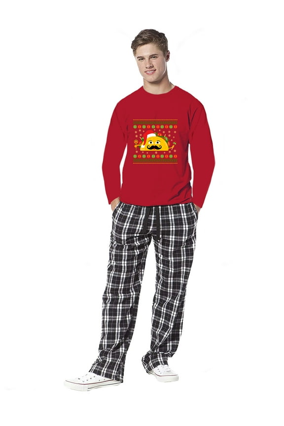 Family Christmas Pajamas for Men Xmas Taco Xmas Men Sleepwear Pajamas Set Mens Pajama Sets