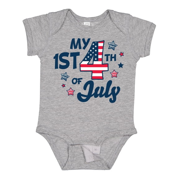 Inktastic My 1st 4th of July with Striped Stars Boys or Girls Baby Bodysuit