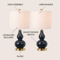 thumbnail image 3 of JONATHAN Y Anya 20.5" Mini Glass Table Lamp, Navy (Set of 2), JYL1028F-SET2, 3 of 4