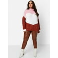 thumbnail image 2 of Rebdolls Women's Plus Long Sleeve Colorblocked Turtleneck Sweater - Pink - 4X, 2 of 4