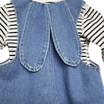 thumbnail image 6 of Little Girls Easter Outfits Denim Overall Pants Bunny Ear Romper with Pom Pom Tail Dungarees Easter Baby Girl 12-18 Months, 6 of 9