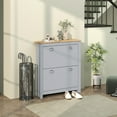thumbnail image 2 of HOMCOM Armoire à Chaussures de Couloir avec 2 Tiroirs Basculants pour 12 Paires de Chaussures Gris, 2 of 10