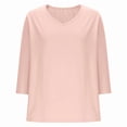 thumbnail image 2 of Womens 3/4 Length Sleeve Tops 3/4 Length Sleeve Womens Tops Summer V Neck Shirts Loose Fit Three Quarter Sleeve Tshirts Solid Color Casual Work Shirt, 2 of 4