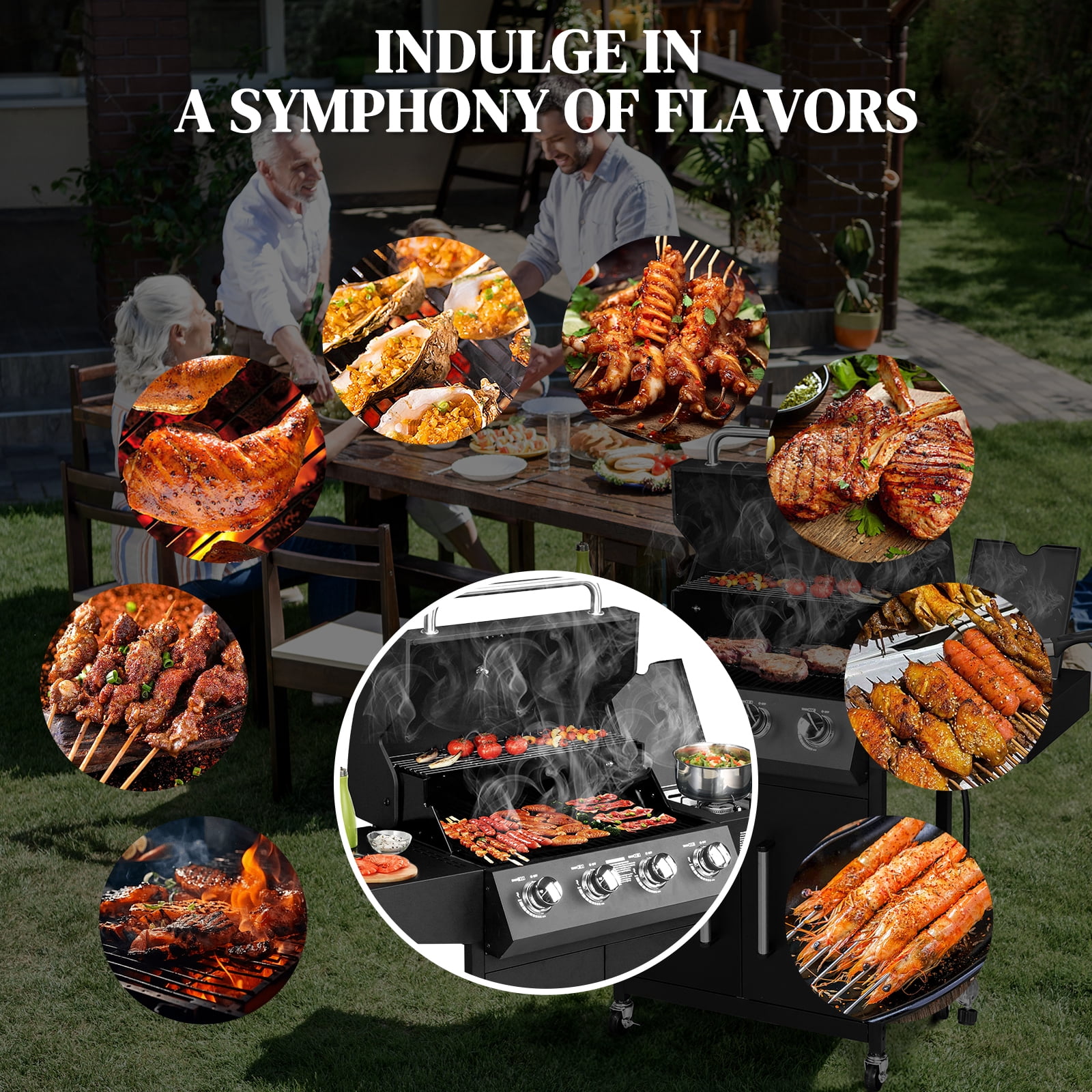 iTopRoad Grill Propane Gas Grill with Stove 58000 BTU for Outdoor