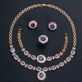 thumbnail image 6 of Gold Royal Blue Cubic Zircon 4pcs Women Necklace Bracelets Ring Prom Jewelry Set, 6 of 9