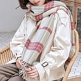 thumbnail image 4 of Bufanda grande de celosía cálida de invierno con rejilla grande y Mantón largo de moda, 4 of 5