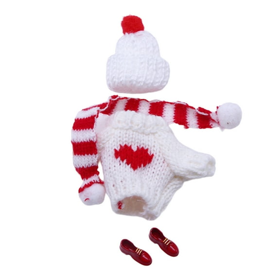 EUBUY Mini Doll Clothes Set Cute Knitted Plush Doll Decorative Sweater Hat Scarf Shoes Clothing Matching