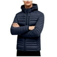 thumbnail image 2 of YueHuiYing Men's Solid - Color Thickened Winter Jacket Long Sleeve, Detachable Cap, Zipper Closure, Hooded with Functional Pockets, 2 of 7