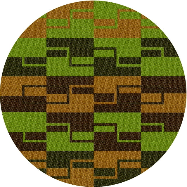 Ahgly Tapis Rond Lavable en Machine Intérieur Transitionnel Jaune Foncé Vert, 6 Pieds Rond
