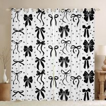 jejeloiu Cartoon Cute Bowknot Curtains Pack of 2 (42x84 Each),Girl Black Bowknot Stars Curtains Blackout For Teens