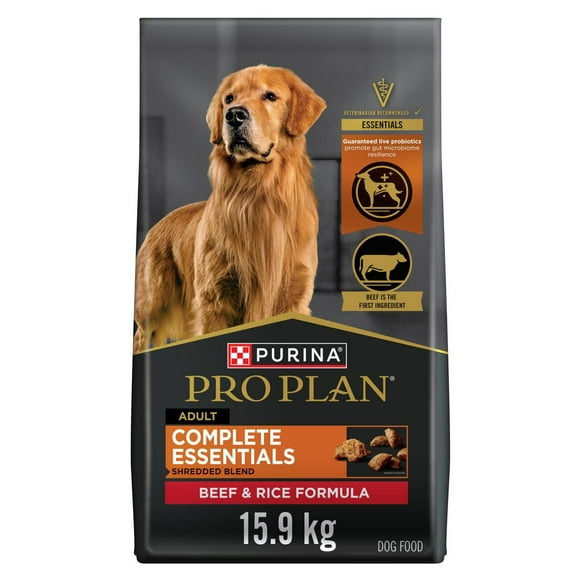 Purina Pro Plan Complete Essentials Bouchées à La Viande Formule Boeuf et Riz, Nourriture Sèche pour Chiens 15,9 kg