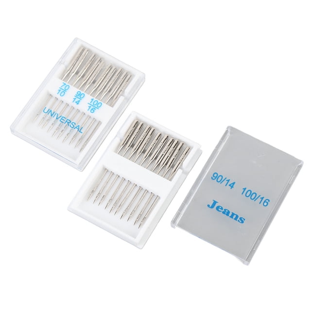 Sewing Machine Needle Replacement, Assorted Sewing Machine Needle 10 14 16 90 Size Clear Eye Prevent Tear Practical Stainless Steel and Plastic for Crafts