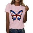 thumbnail image 3 of Elvqul Pink Shirts for Women Short Sleeve Tops Independence Day American Flag Plus Size Elastic Pullover Crew Neck Fourth of July Womens T Shirts Eagle, 3 of 4