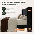 thumbnail image 6 of Einfach King Bed Frame, Upholstered Platform Bed with Wingback Headboard, No Box Spring Required, Black, 6 of 10