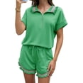 thumbnail image 2 of 2 Piece Casual Sets Short Sleeve Half Zipper Sweatshirt and Shorts Sweatpants Matching Sweatsets, 2 of 6