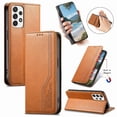 thumbnail image 4 of Wallet Case for Samsung Galaxy A52 5G Leather Magnetic Flip, Card Slots, Wrist Strap Brown, 4 of 5