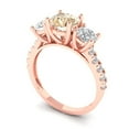 thumbnail image 2 of Clara Pucci 14K Rose Gold Solid Gold Morganite Three-Stone Anniversary Ring for Women - 1.97 cttw Round Cut, 2 of 8