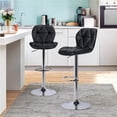thumbnail image 3 of Topeakmart 2pcs Adjustable Modern PU Leather Swivel Bar Stools with Backrest, Black, 3 of 7