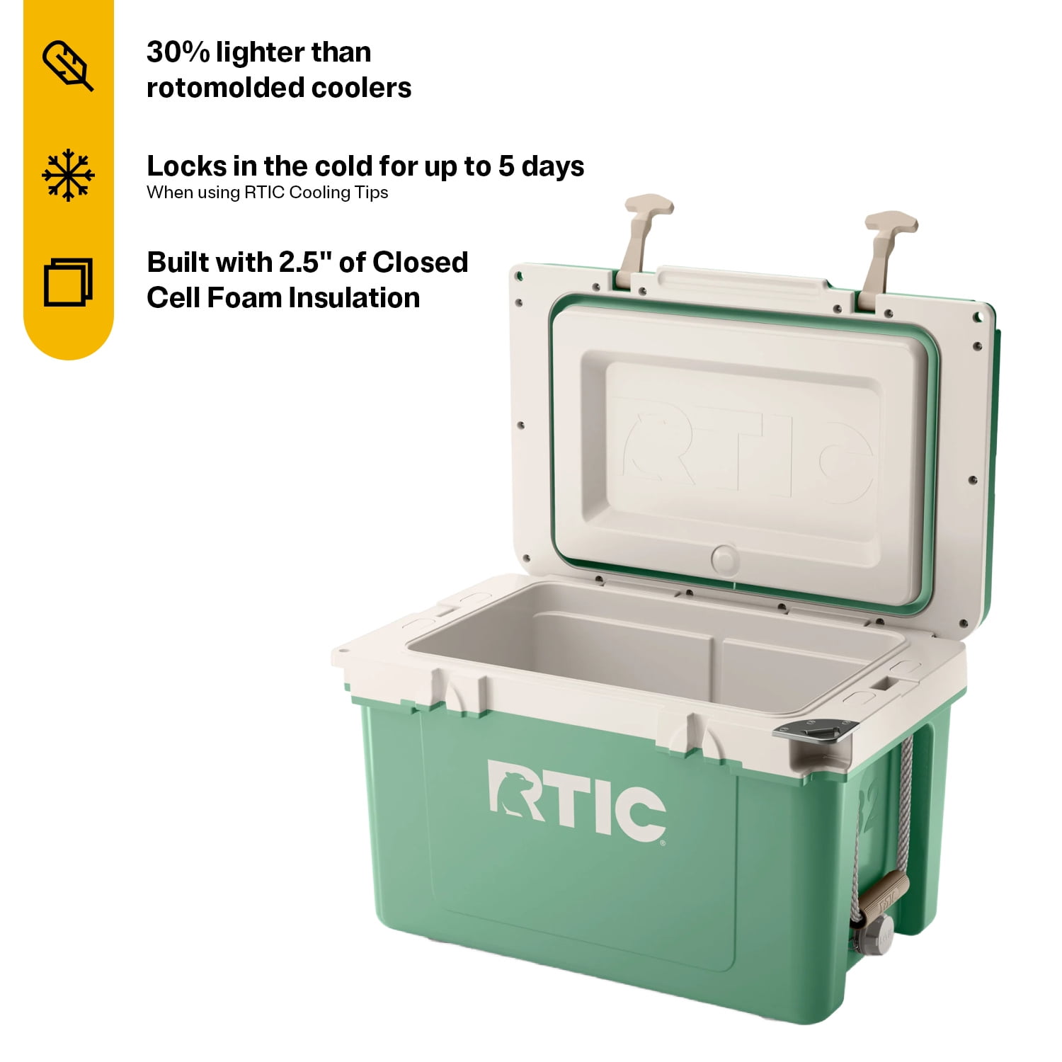 RTIC 32 QT Ultra-Light Hard-Sided Ice Chest Cooler, Sage/Beach, Fits 48 Cans