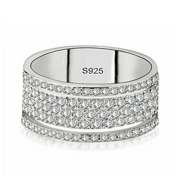 1pcs 925 Sterling Silver Rings Shiny Full Diamond Gemstone Rings Cubic Zirconia Ring,number 6