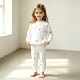 thumbnail image 4 of Spazoro Toddler Girls Boys 100% Cotton Outfit Sets, Long Sleeves Top Trousers Cute Print Soft & Comfy Loungewear Casual Shirts and Pants 2PC Sets White Size 3 T, 4 of 9