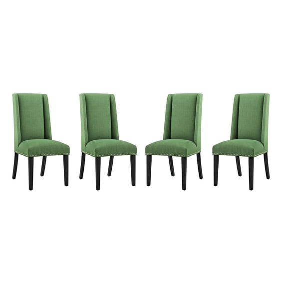 Modern Contemporary Urban Design Dining Kitchen Room Side Chair, Set of Four, Fabric, Green