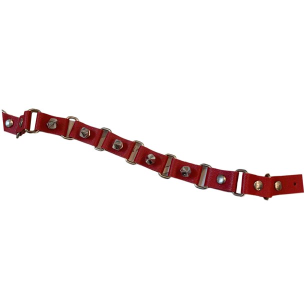 Gargantilla punk de cuero sintético con remaches y tachuelas, accesorios de disfraz gótico rockero. Rojo