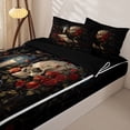 thumbnail image 3 of Homewish Halloween Sugar Skull Zipper Twin Comforter Sets with Fitted Sheet and 2 Pillowcases,Red Rose Zipper Bedding Set,Gothic Aesthetic Bed Set,Black Reversible,4pcs, 3 of 8