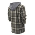thumbnail image 4 of Men's Heavyweight Flannel Zip Up Fleece Lined Plaid Sherpa Hoodie Jacket (#914 D.Brown/L.Brown, L), 4 of 5