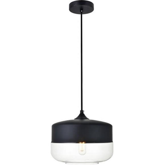 Living District LD2243BK Ashwell 1 Light Pendant Ceiling Light with Clear Glass, Black