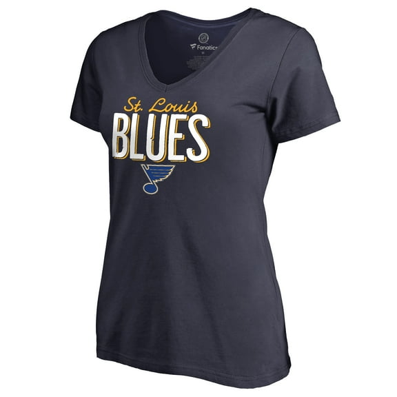 Women's Navy St. Louis Blues Nostalgia V-Neck T-Shirt