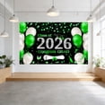 thumbnail image 2 of Class of 2026 Graduation Backdrop 6x3.6ft Black Gold Congrats Grad Banner for Photography Graduation Ceremony Party Decorations with Balloons Cake Table Banner Photo Booth Props, 2 of 4