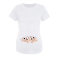 thumbnail image 4 of zttd womens maternity short sleeve crew neck cute funny graphic ruched sides t shirt tops pregnancy tunic blouse, 4 of 4