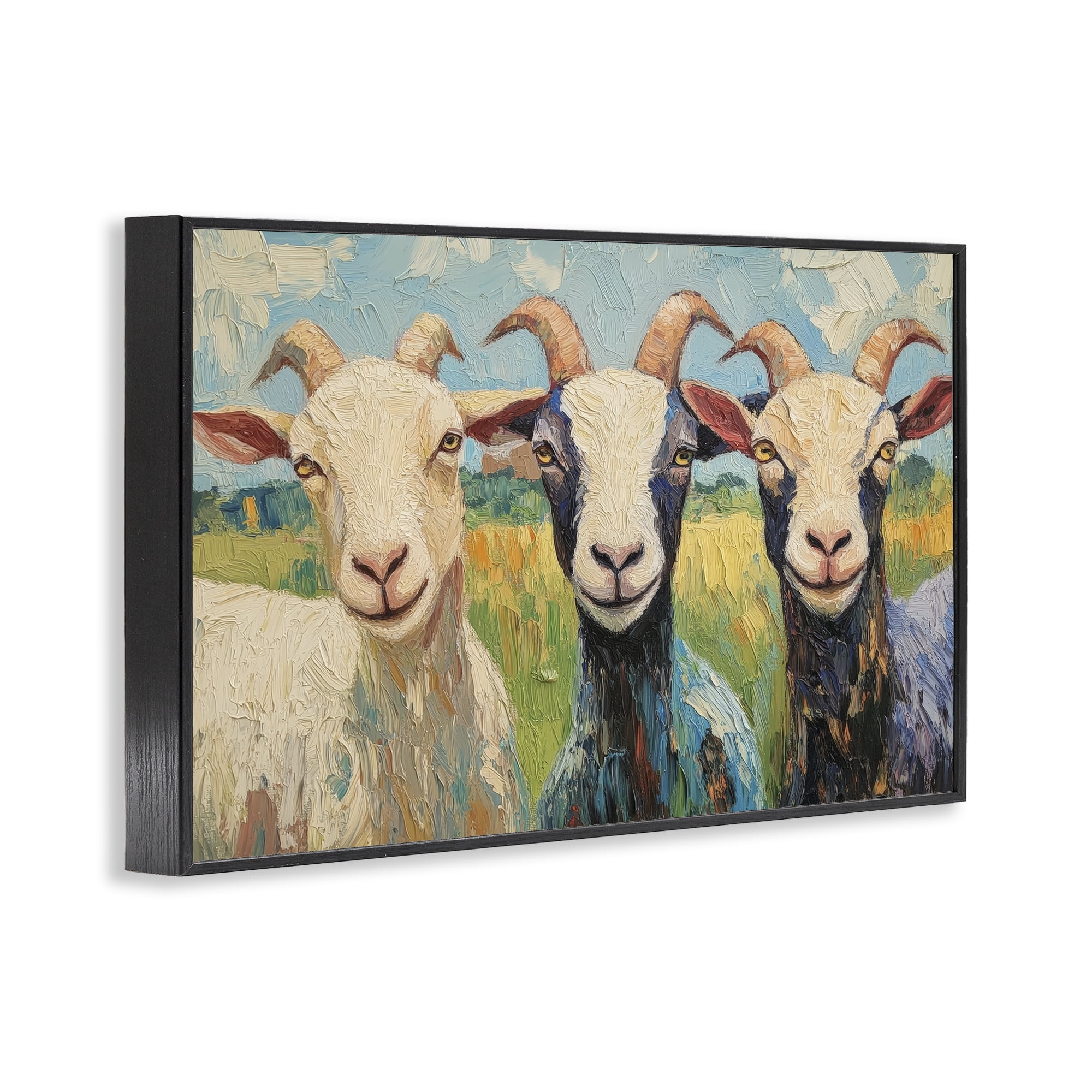 Stupell Industries Billy Goats in Bright Pasture Black Framed Giclee Art, design by Petal Prints Design