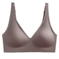 thumbnail image 2 of Lady Bra Padded  Soft Intimate Solid Color Support Breast Seamless Wire Free V Neck Sports Bra for Daily Wear Coffee M, 2 of 13