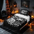 thumbnail image 3 of Homewish Halloween Royal Skull Twin Sheets, Grunge Gothic Wreath Bedding, Black White, 3-Piece (1 Flat Sheet, 1 Fitted Sheet and 1 Pillowcase), 3 of 6