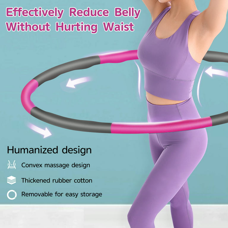 DOTSOG Weighted Hula Hoop for Adults Weight Loss, Workout Equipment for  Home Gym, Exercise Hula Hoop with 8 Detachable Sections-(Pink/Gray) 
