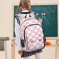 thumbnail image 7 of FORMRS Unisex School Backpack 17" Student Travel Bag with Laptop Compartment, Pink Checkered Heart, 7 of 7