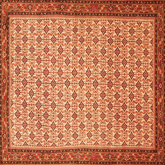 Ahgly Company Indoor Square Persian Orange Traditional Area Rugs, 8' Square