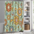 thumbnail image 6 of Teal Green Boho Floral Small Stall Shower Curtain, Waterproof Shower Curtains for Bathroom, Vintage Abstract Art Ethnic Flowers Washable Fabric Bath Curtain for Bathtub with Hooks 36x78 Inches, 6 of 9