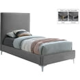 thumbnail image 2 of Meridian Furniture Geri Gray Velvet Twin Bed with Gold and Chrome Legs Included, 2 of 9