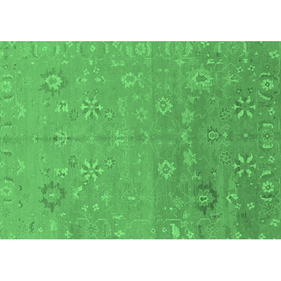 Ahgly Company Indoor Rectangle Abstract Emerald Green Modern Area Rugs, 6' x 9'
