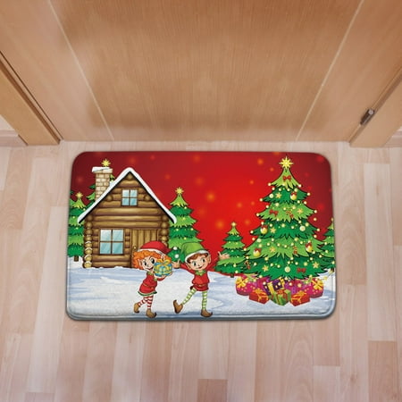 

VerPetridure Christmas Cartoon Home Door Mat Absorbent Mat Living Room Kitchen Floor Mat