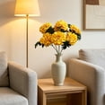 thumbnail image 5 of 7 Head Marigold Faux Flower Bunch, Layered Chrysanthemum Silk Bloom for Living Room Table Vase, Dining Centerpiece, Shelf Decor, No Maintenance, 5 of 6