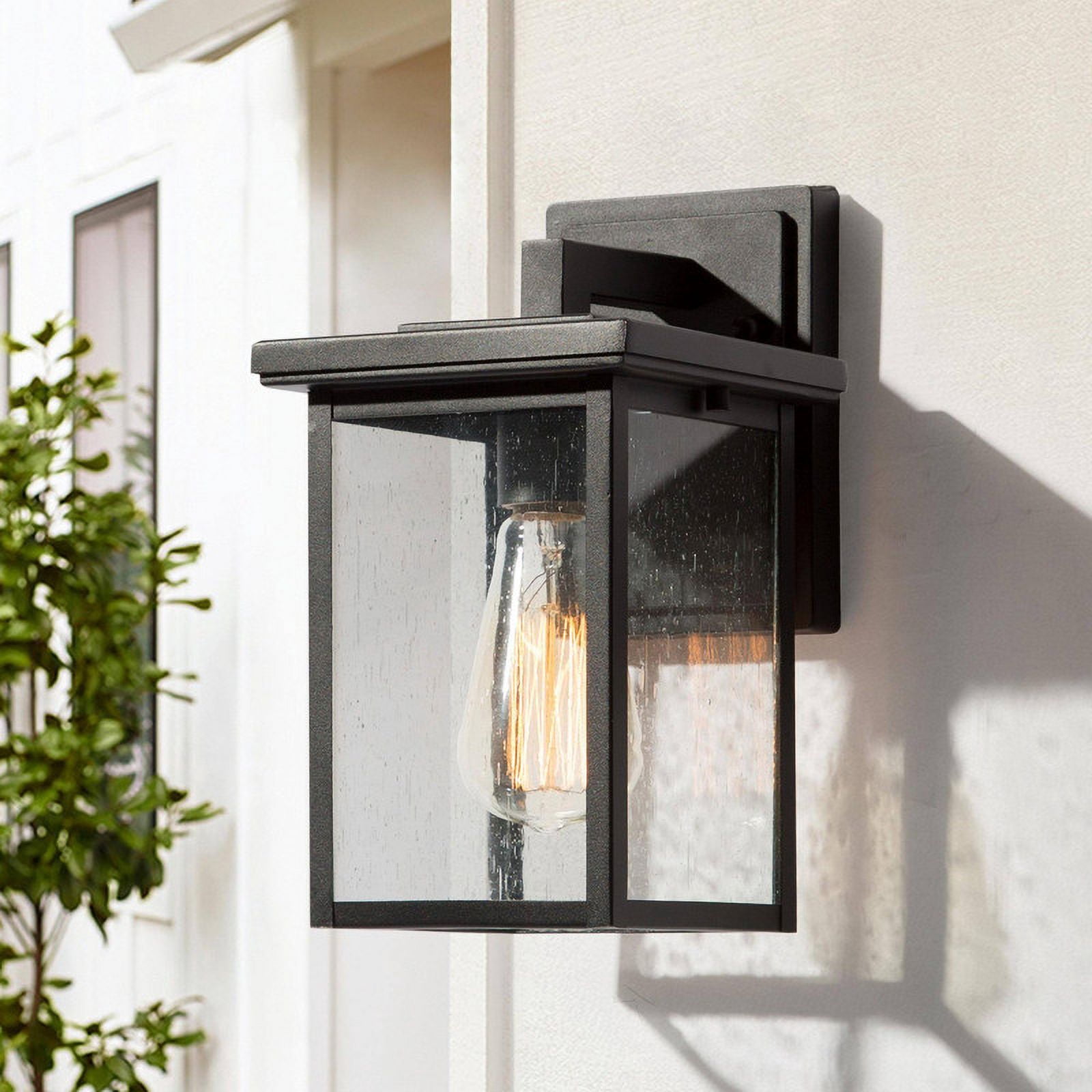 LNC Black Outdoor Wall Lantern withseeded Glass Panels, Farmhousesconce, Wet Rated