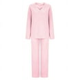 thumbnail image 6 of SDNall Two Piece Outfits Long Sleeve Solid Color Tops with High Waist Pants Baggy Warm Pajama Sets, 6 of 9