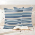 thumbnail image 3 of Blue Striped Outdoor Waterproof Pillow Covers, Farmhouse Vintage Stripe Decorative Square Throw Pillowcase Sofa Cushion Sham for Patio/Couch/Chair, 18"x18" 2 Pack, 3 of 8